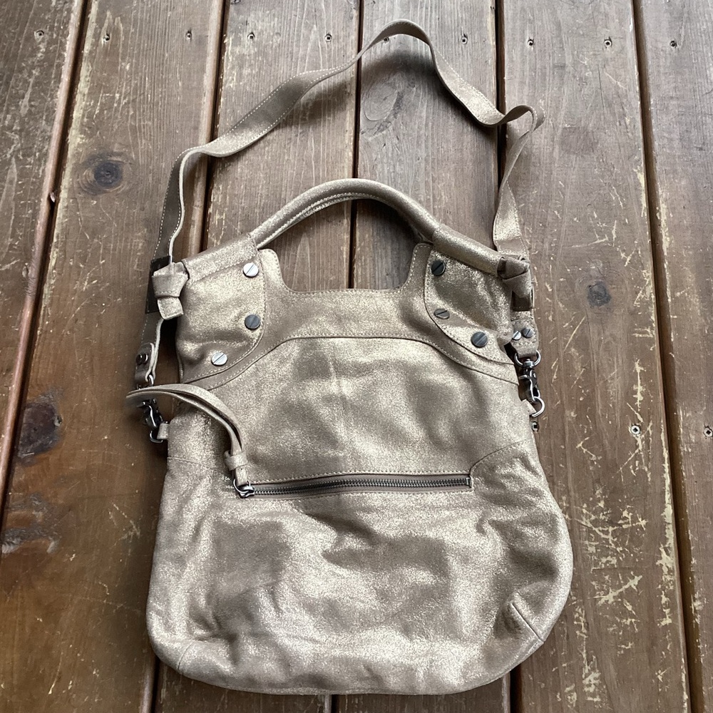 Foley + Corinna Metallic Gold Leather Mid City Tote Purse Bag